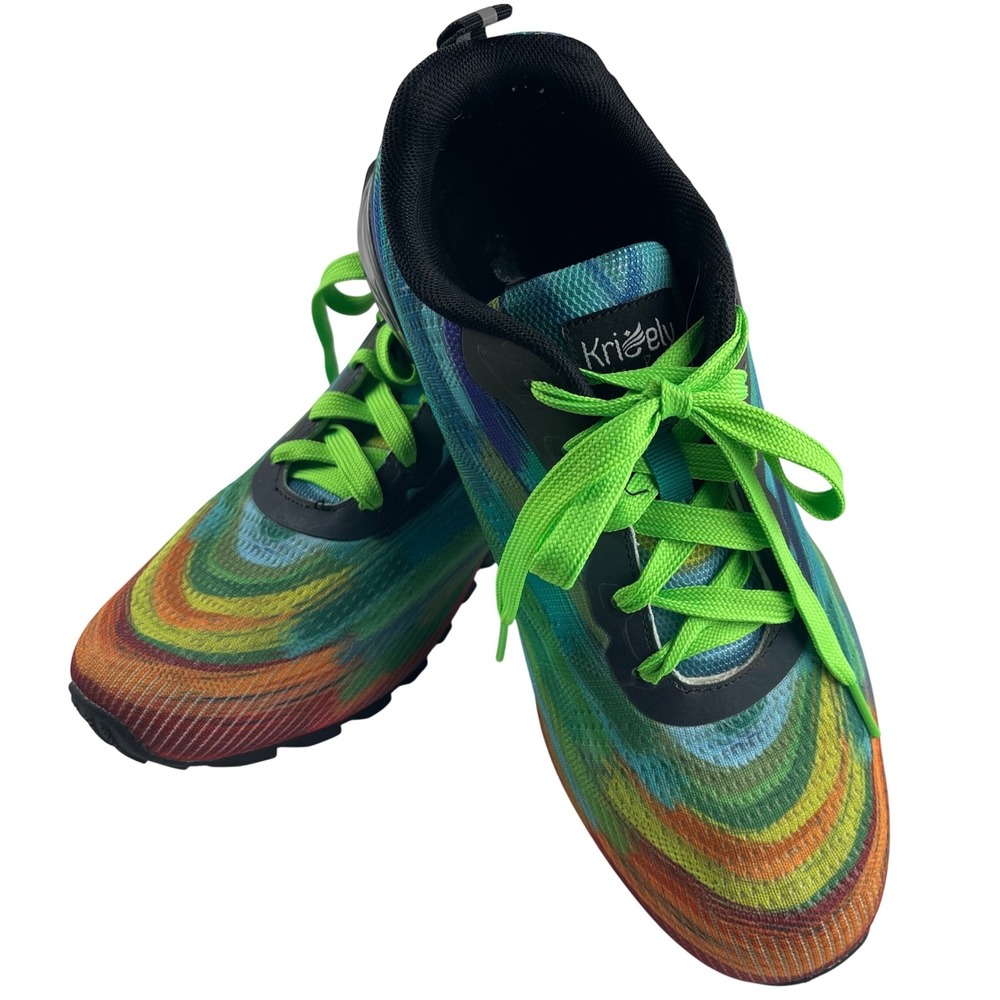 Kricely Men's Trail Shoes Ultra X Grip‎ Rainbow Print Lace Up Size 11.5 New
